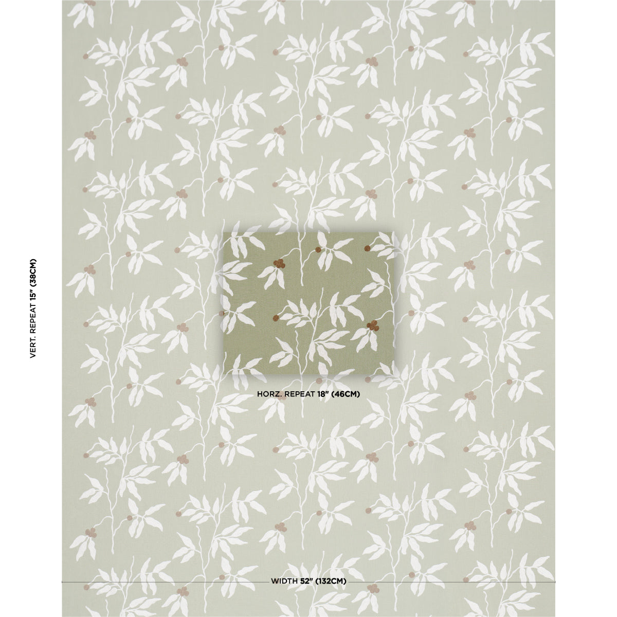 Lilla Embroidery - Olive - Schumacher 80433 Fabric - Schumacher Fabric