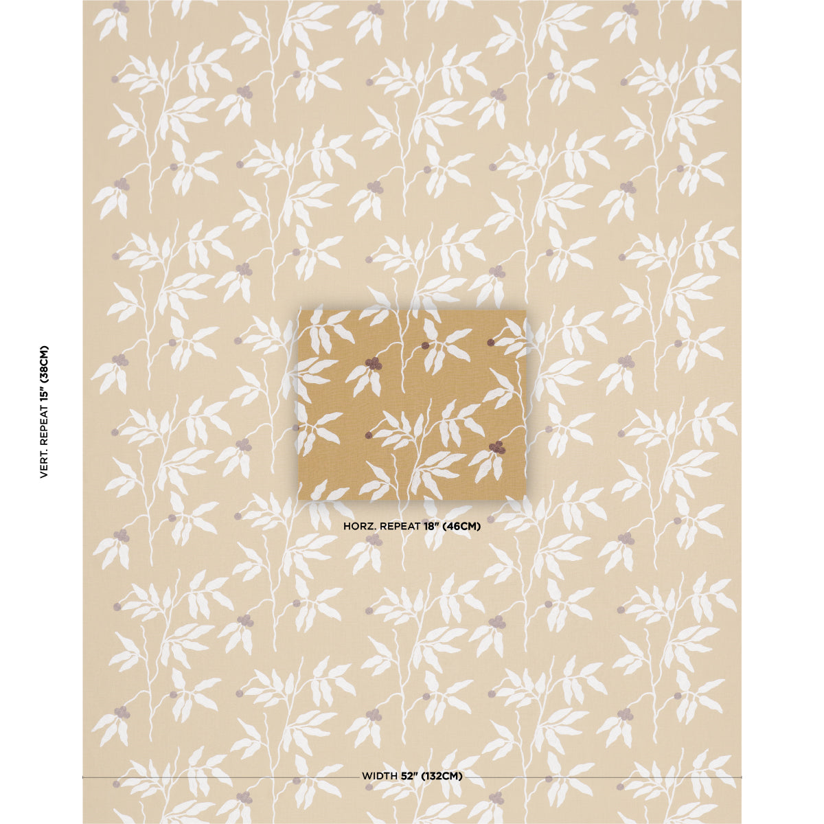 Lilla Embroidery - Ochre - Schumacher 80434 Fabric - Schumacher Fabric