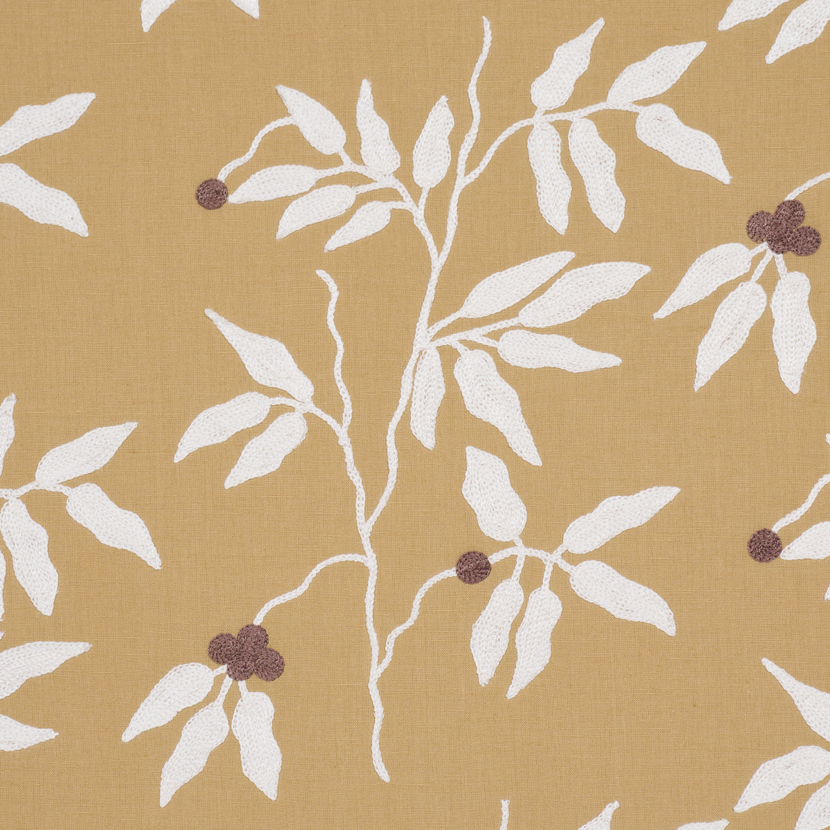Lilla Embroidery - Ochre - Schumacher 80434 Fabric - Schumacher Fabric