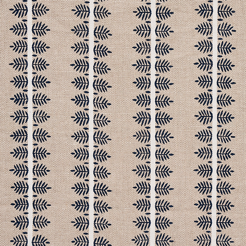 Alva Hand Block Print - Blue - Schumacher 80522 Fabric - Schumacher Fabric