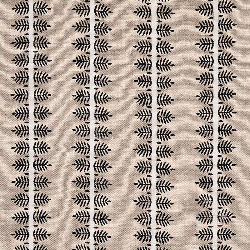 Alva Hand Block Print - Black - Schumacher 80523 Fabric - Schumacher Fabric