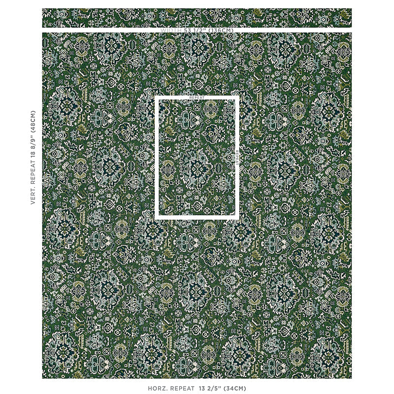 Pallay Epingle - Emerald - Schumacher 80620 Fabric - Schumacher Fabric