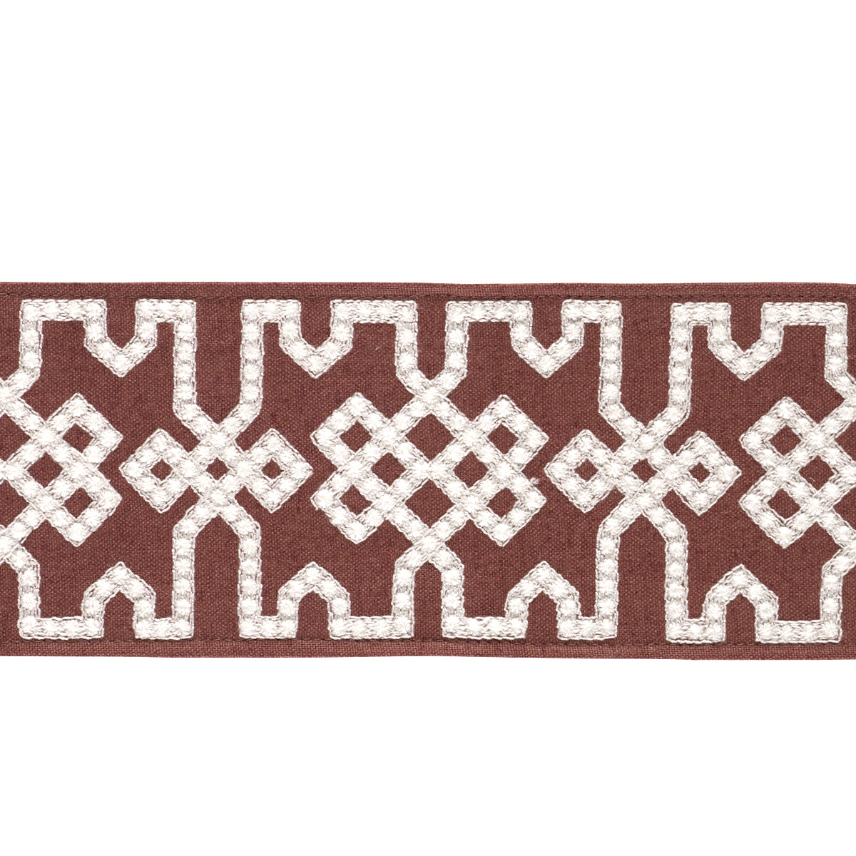 KNOTTED-TRELLIS-TAPE-GREY-ON-BROWN-SCHUMACHER-80886 - Schumacher Trim