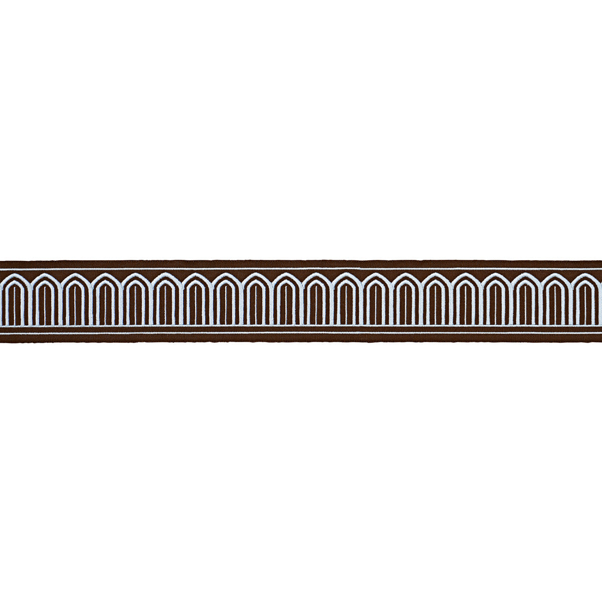 ARCHES-EMBROIDERED-TAPE-MEDIUM-SKY-ON-BROWN-SCHUMACHER-81153 - Schumacher Trim