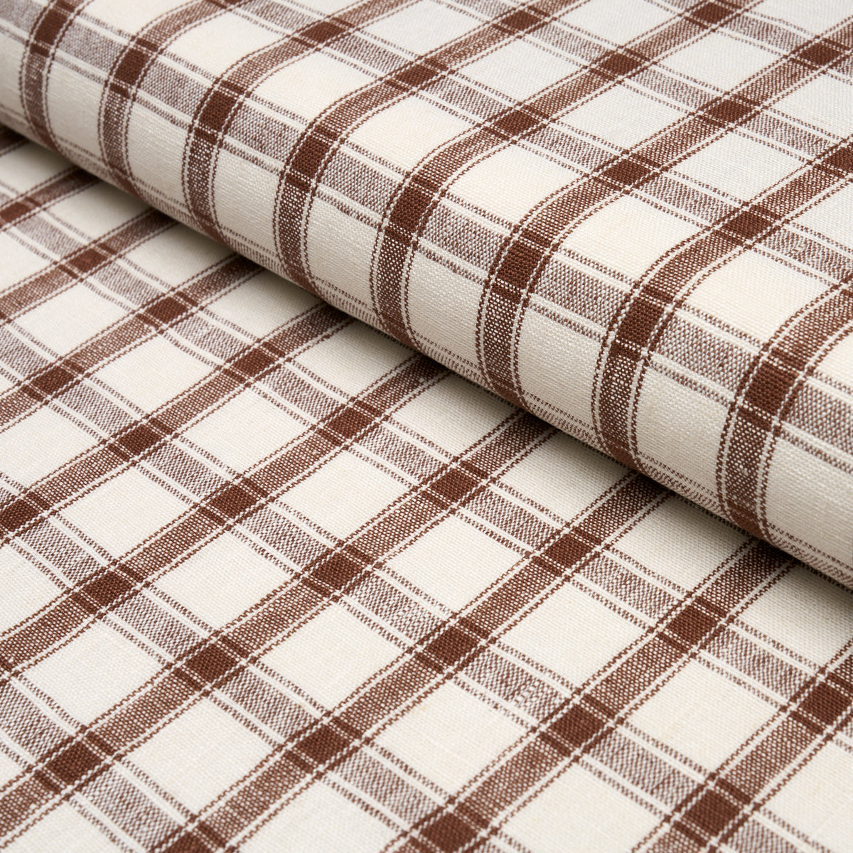 Crawford Linen Check - Brown - Schumacher 81455 Fabric - Schumacher Fabric