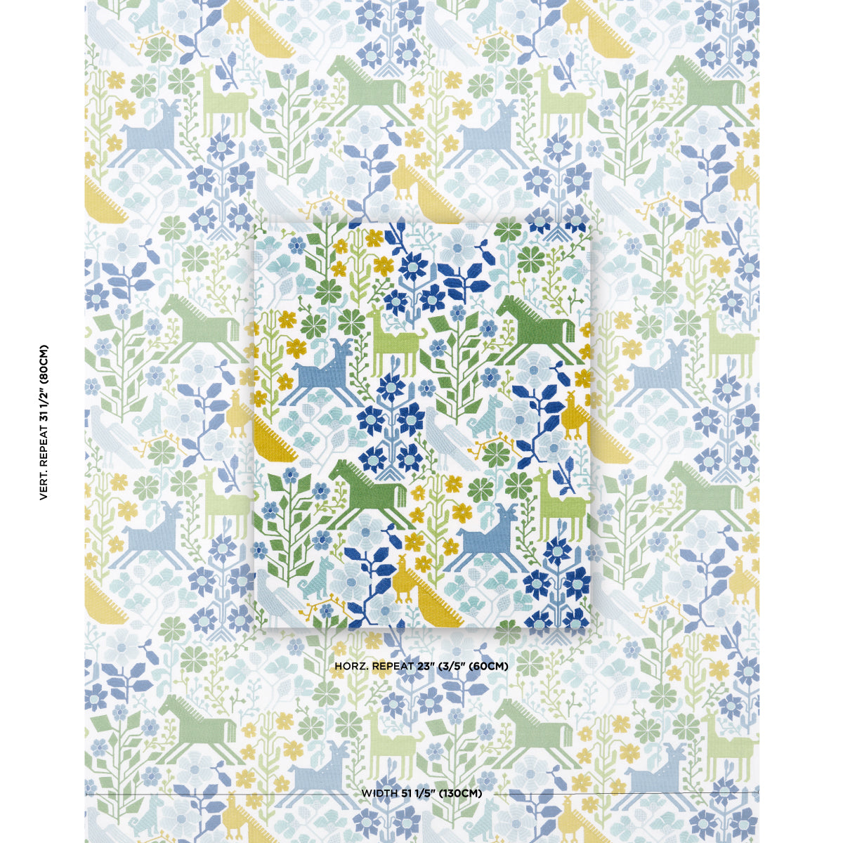 LUPITA-EMBROIDERY-GREEN-BLUE-SCHUMACHER-81521 - Schumacher Fabric