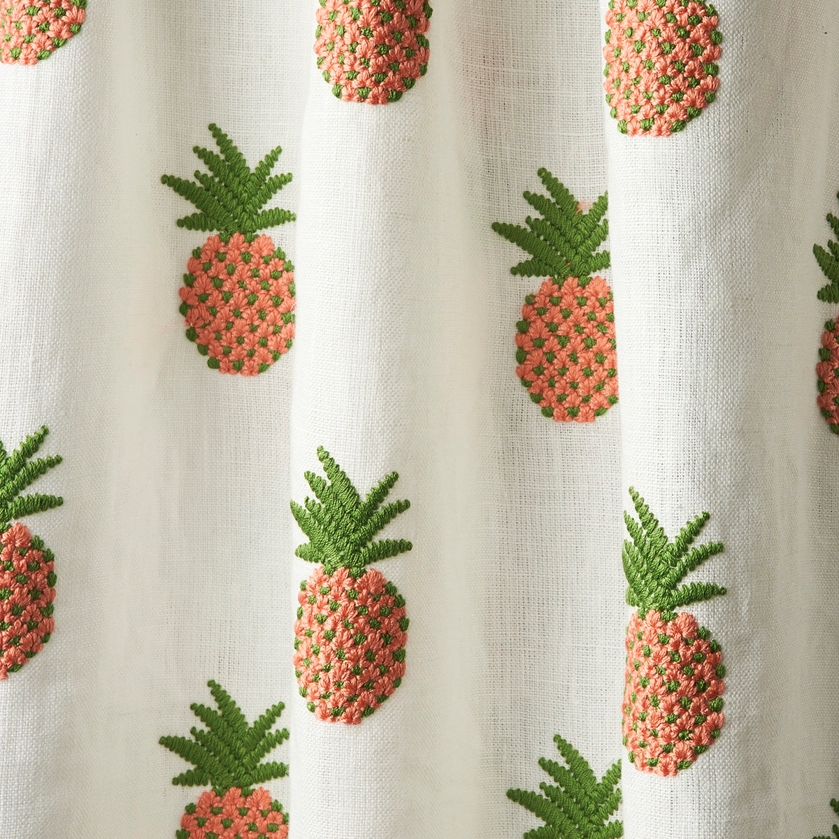PINEAPPLE-EMBROIDERY-APRICOT-ON-IVORY-SCHUMACHER-81530 - Schumacher Fabric