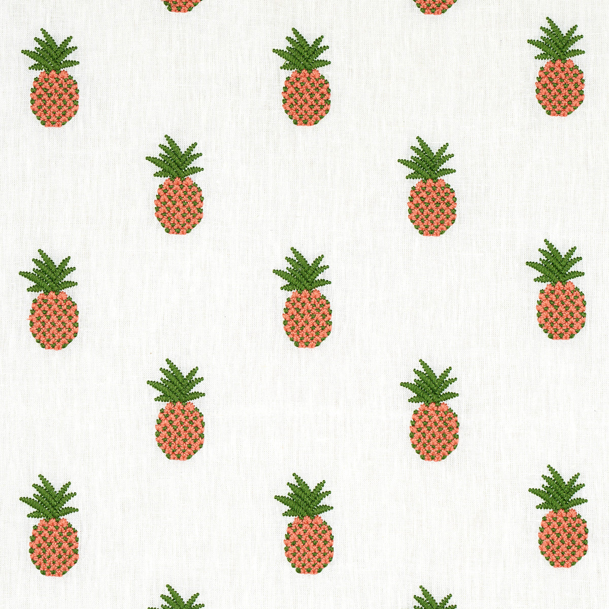 PINEAPPLE-EMBROIDERY-APRICOT-ON-IVORY-SCHUMACHER-81530 - Schumacher Fabric