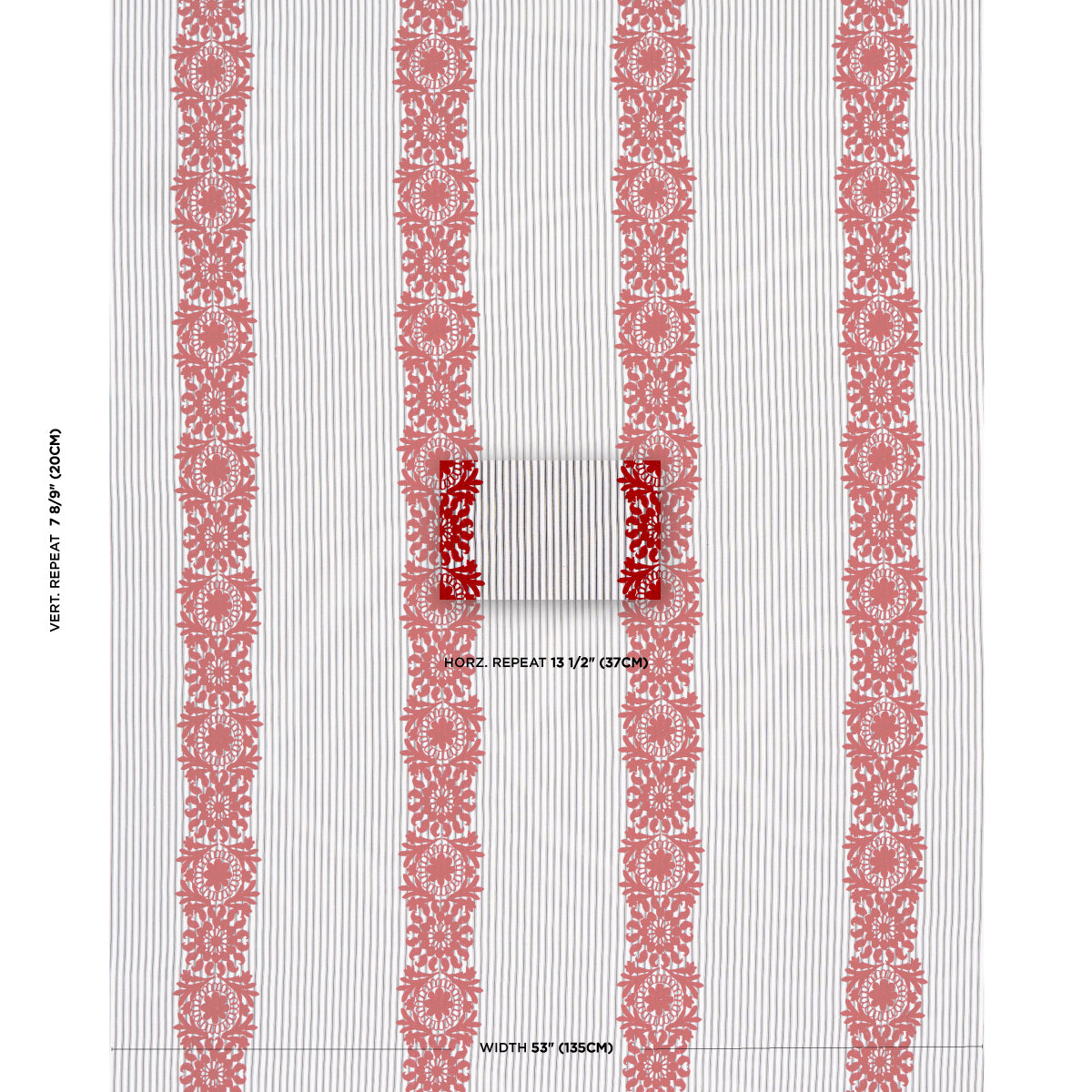 JOELLE-STRIPE-RED-ON-BLACK-SCHUMACHER-81542 - Schumacher Fabric