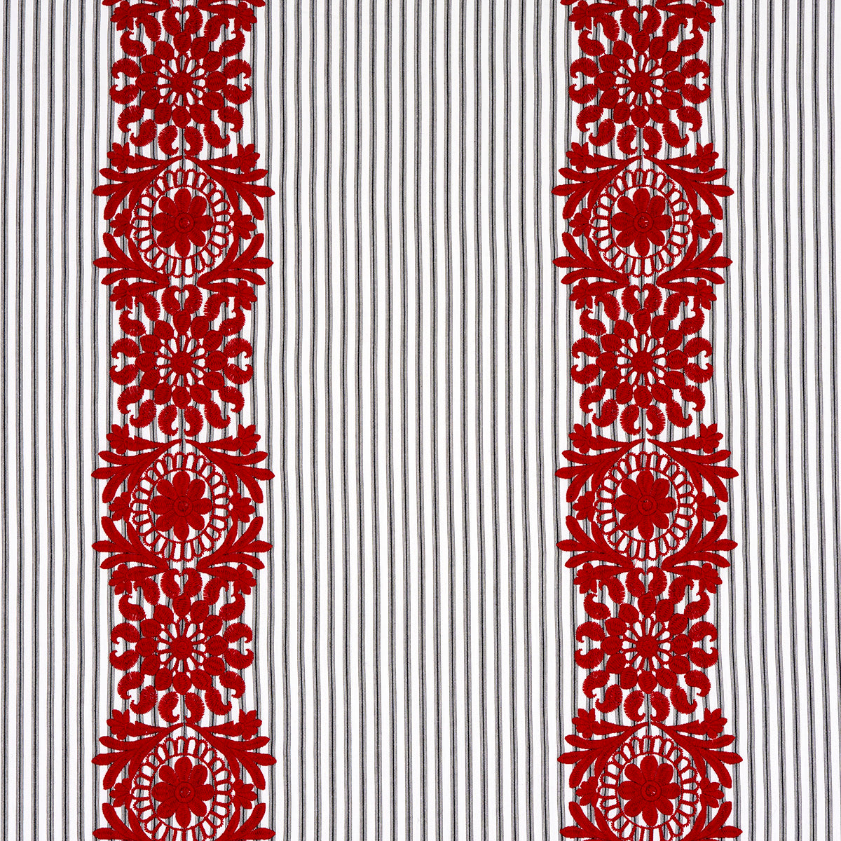 JOELLE-STRIPE-RED-ON-BLACK-SCHUMACHER-81542 - Schumacher Fabric
