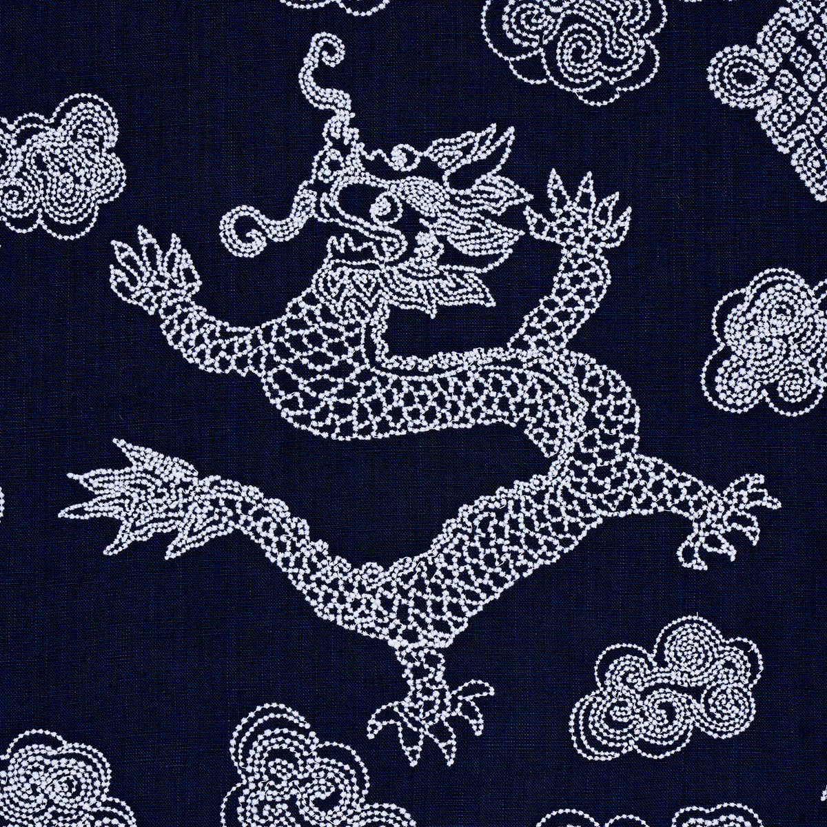 DRAGON-EMBROIDERY-NAVY-SCHUMACHER-81550 - Schumacher Fabric