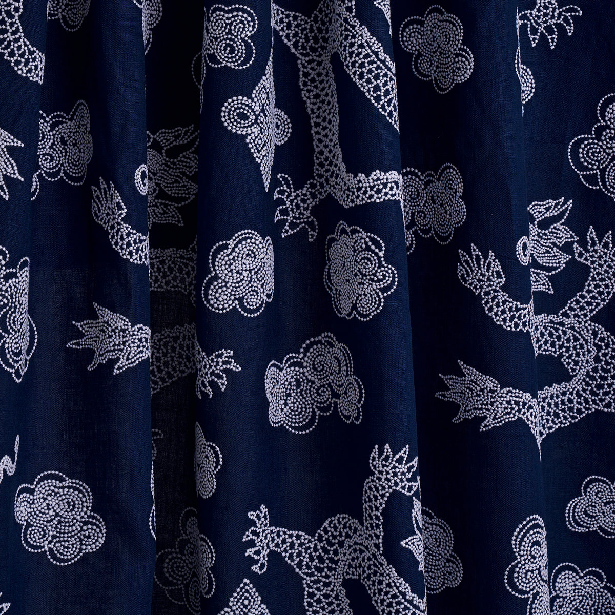 DRAGON-EMBROIDERY-NAVY-SCHUMACHER-81550 - Schumacher Fabric
