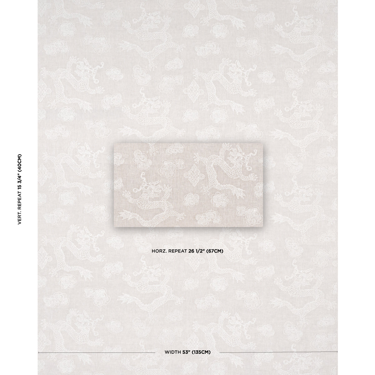 DRAGON-EMBROIDERY-IVORY-ON-NATURAL-SCHUMACHER-81551 - Schumacher Fabric