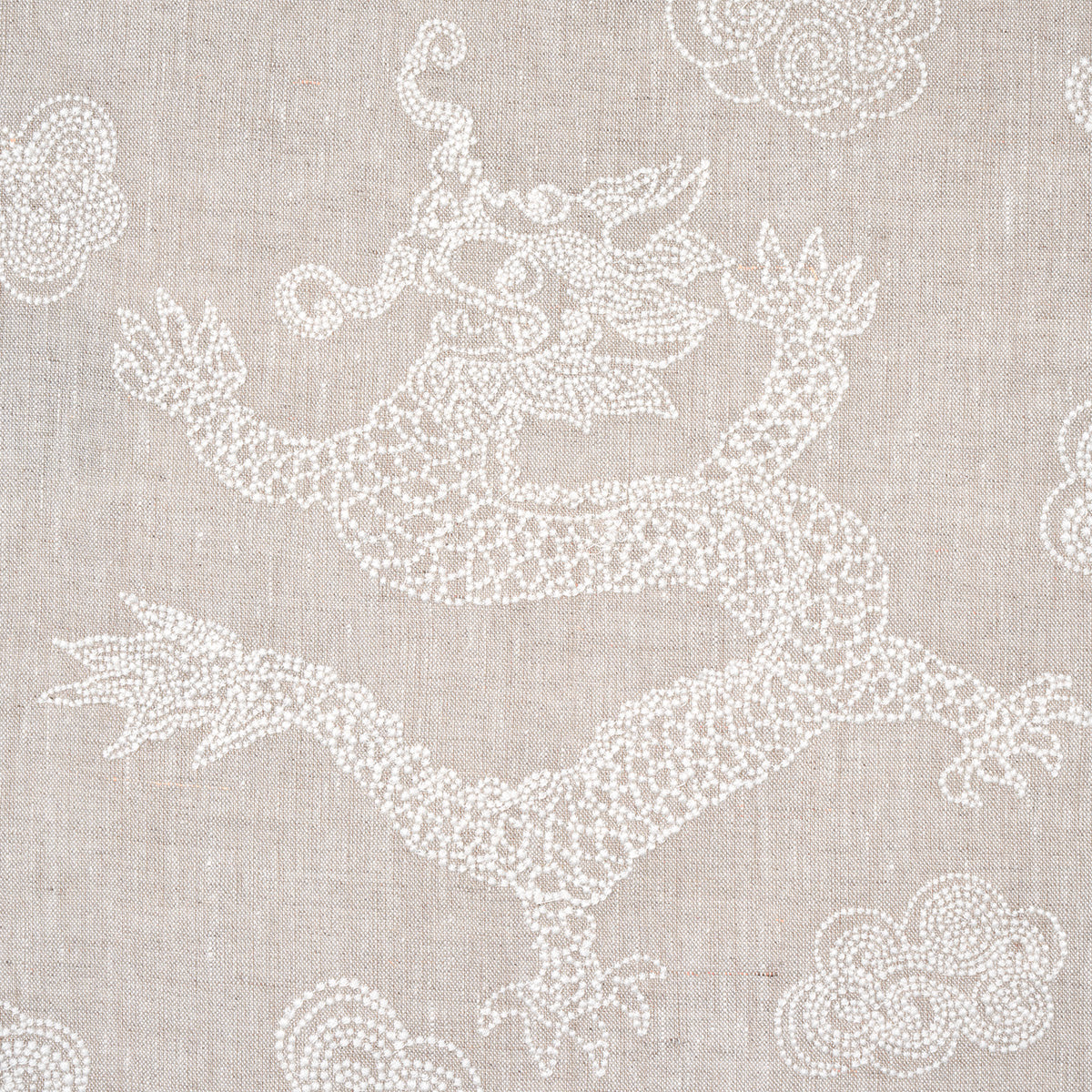 DRAGON-EMBROIDERY-IVORY-ON-NATURAL-SCHUMACHER-81551 - Schumacher Fabric