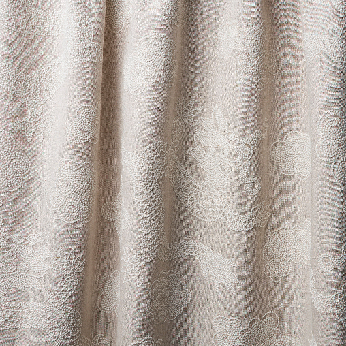 DRAGON-EMBROIDERY-IVORY-ON-NATURAL-SCHUMACHER-81551 - Schumacher Fabric
