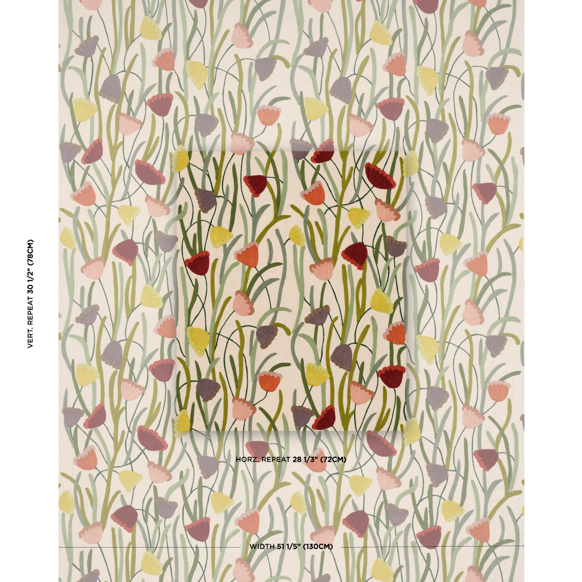 DECO-FLOWER-EMBROIDERY-MULTI-SCHUMACHER-81560 - Schumacher Fabric