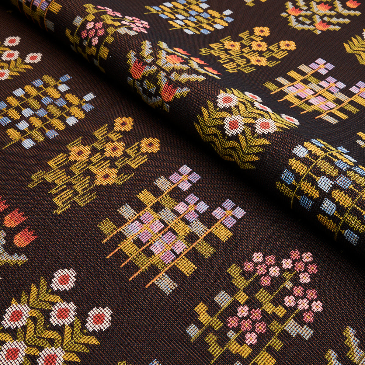 ANNIKA-FLORAL-TAPESTRY-MULTI-ON-ESPRESSO-SCHUMACHER-81972 - Schumacher Fabric