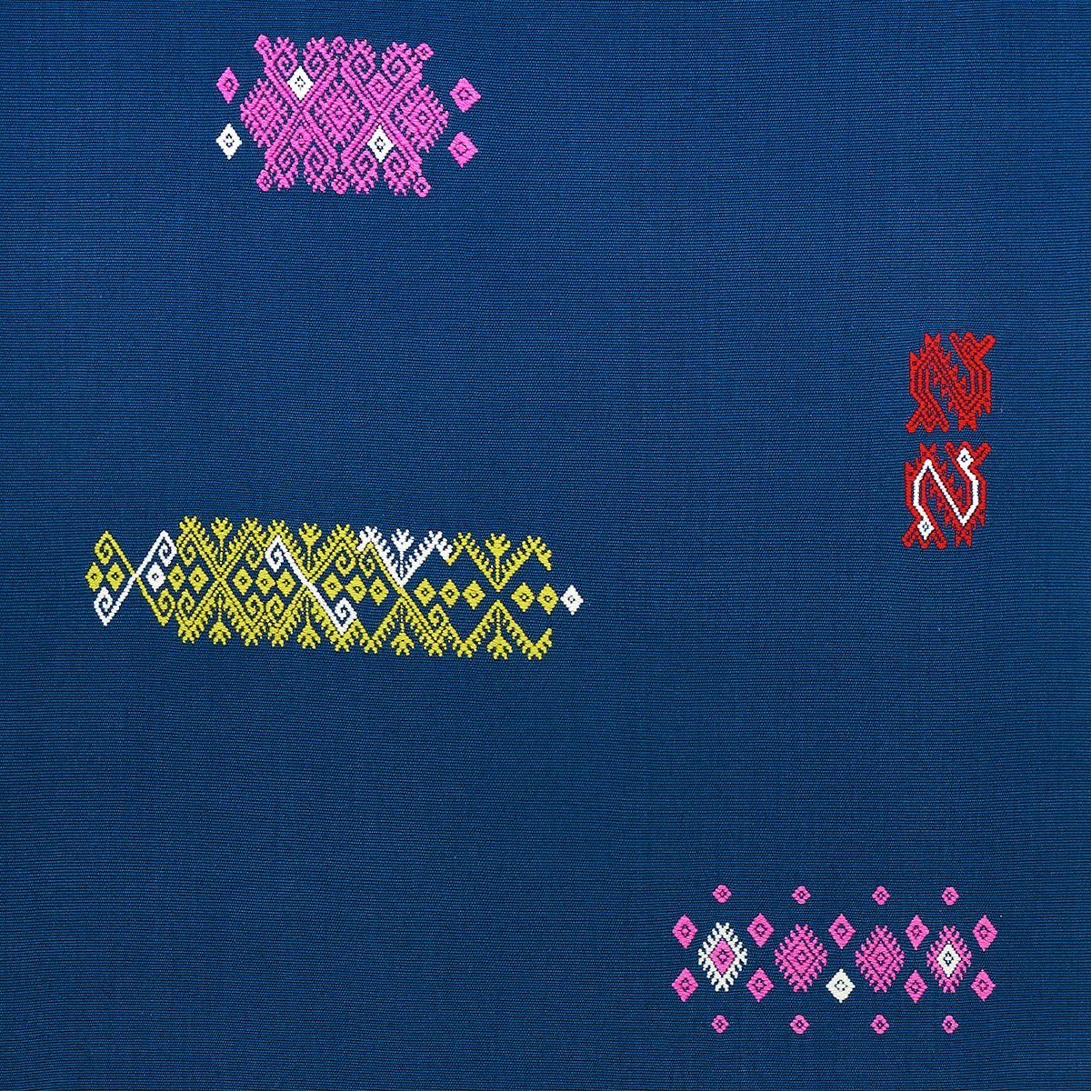 Balamil Handwoven Panel - Multi On Navy - Schumacher 82041 Fabric - Schumacher Fabric