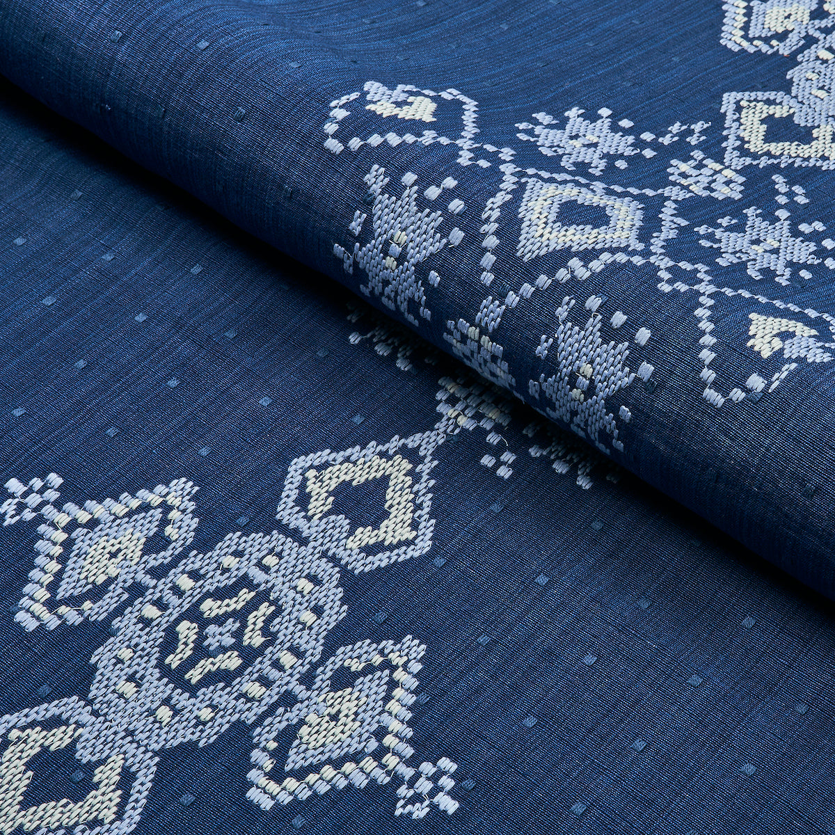 NADIRA-EMBROIDERY-INDIGO-SCHUMACHER-82070 - Schumacher Fabric