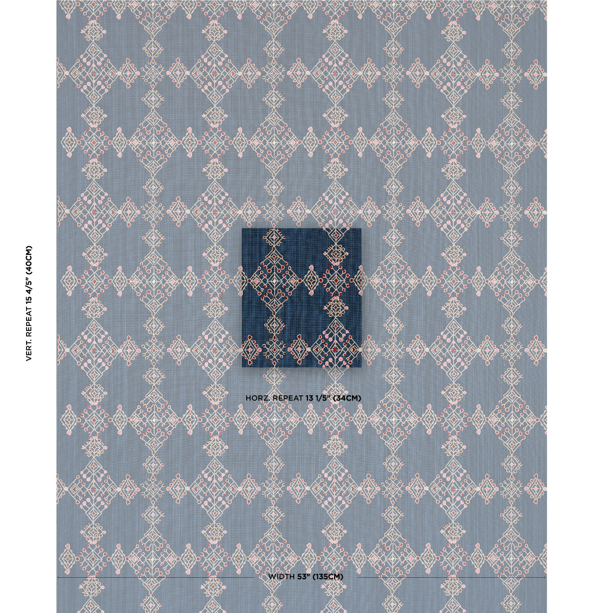 KALINDI-EMBROIDERY-INDIGO-SCHUMACHER-82081 - Schumacher Fabric