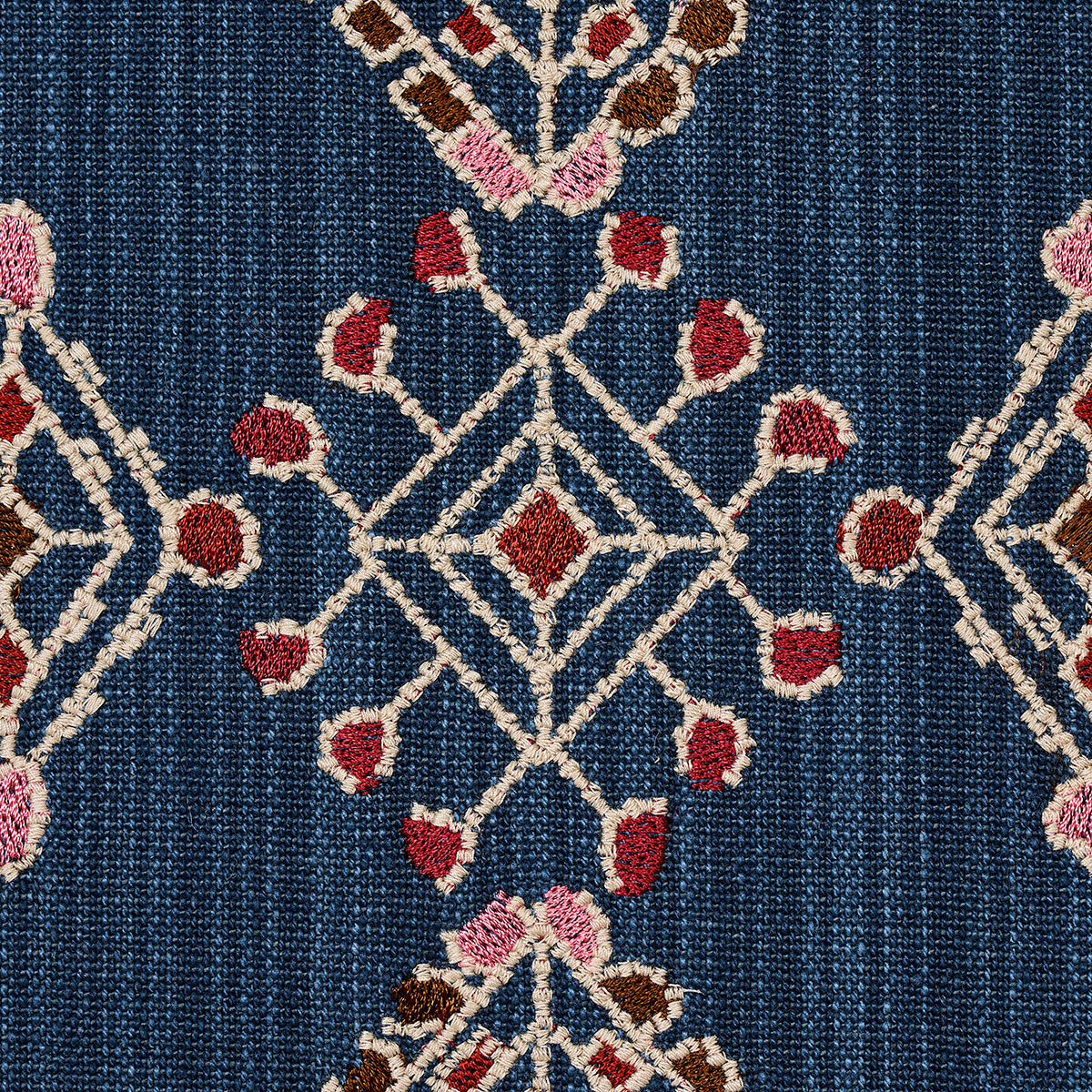 KALINDI-EMBROIDERY-INDIGO-SCHUMACHER-82081 - Schumacher Fabric