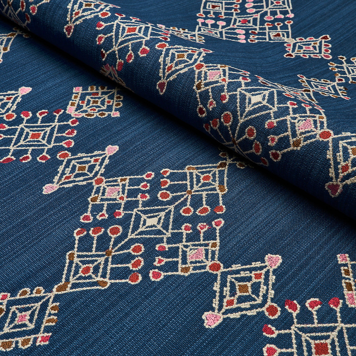 KALINDI-EMBROIDERY-INDIGO-SCHUMACHER-82081 - Schumacher Fabric