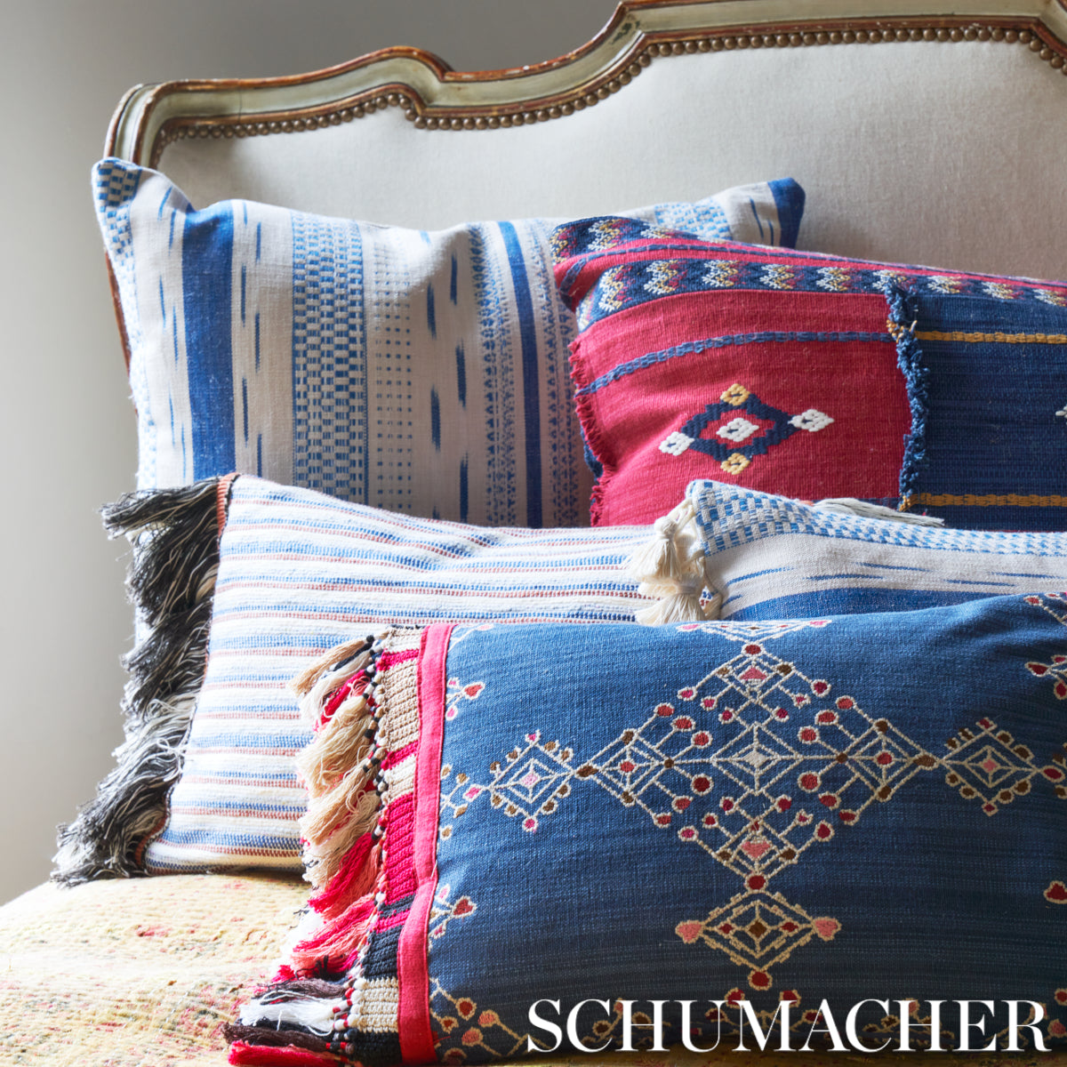 KALINDI-EMBROIDERY-INDIGO-SCHUMACHER-82081 - Schumacher Fabric