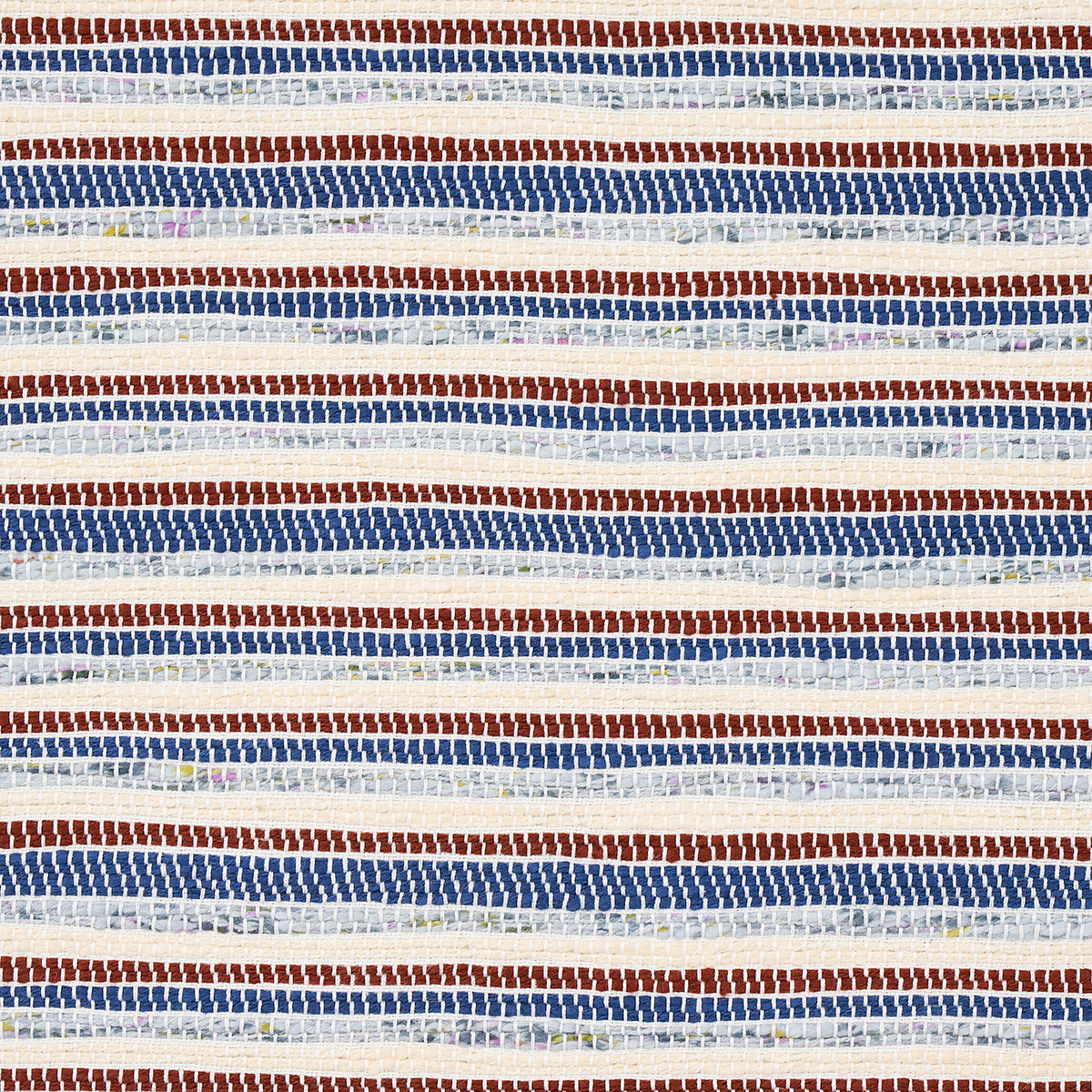 Rag Rug Hand Woven Stripe - Indigo & Mocha - Schumacher 82100 Fabric - Schumacher Fabric