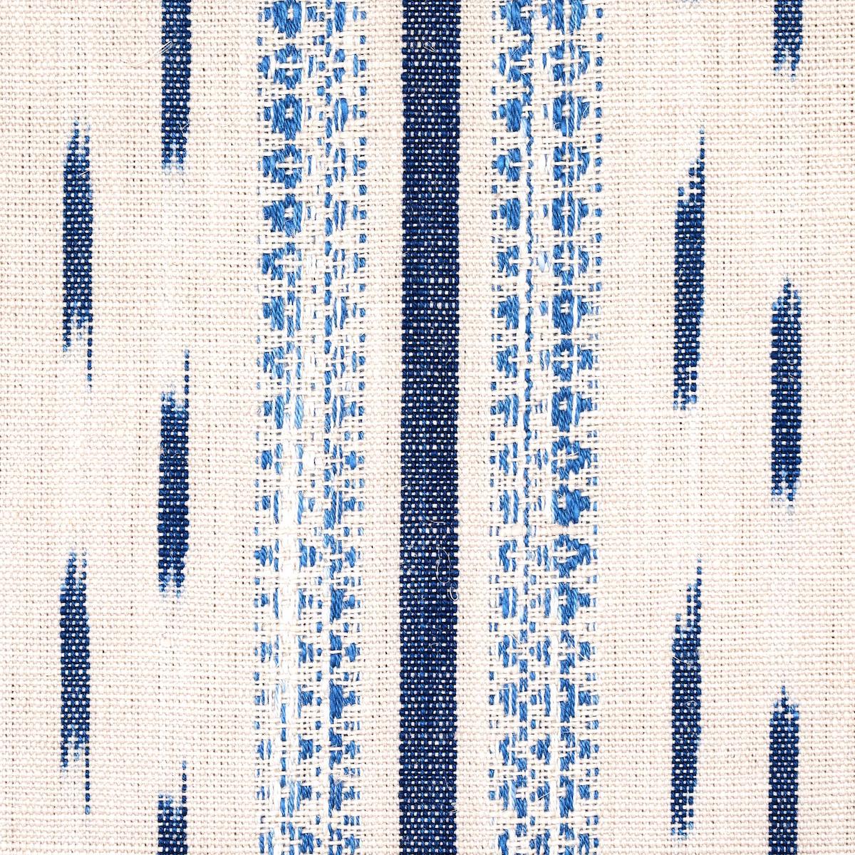 MIRZA-IKAT-STRIPE-BLUE-ON-NATURAL-SCHUMACHER-82110 - Schumacher Fabric