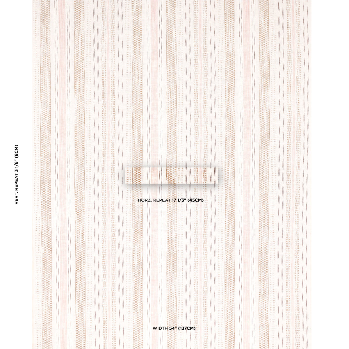 MIRZA-IKAT-STRIPE-BLUSH-ON-NATURAL-SCHUMACHER-82111 - Schumacher Fabric
