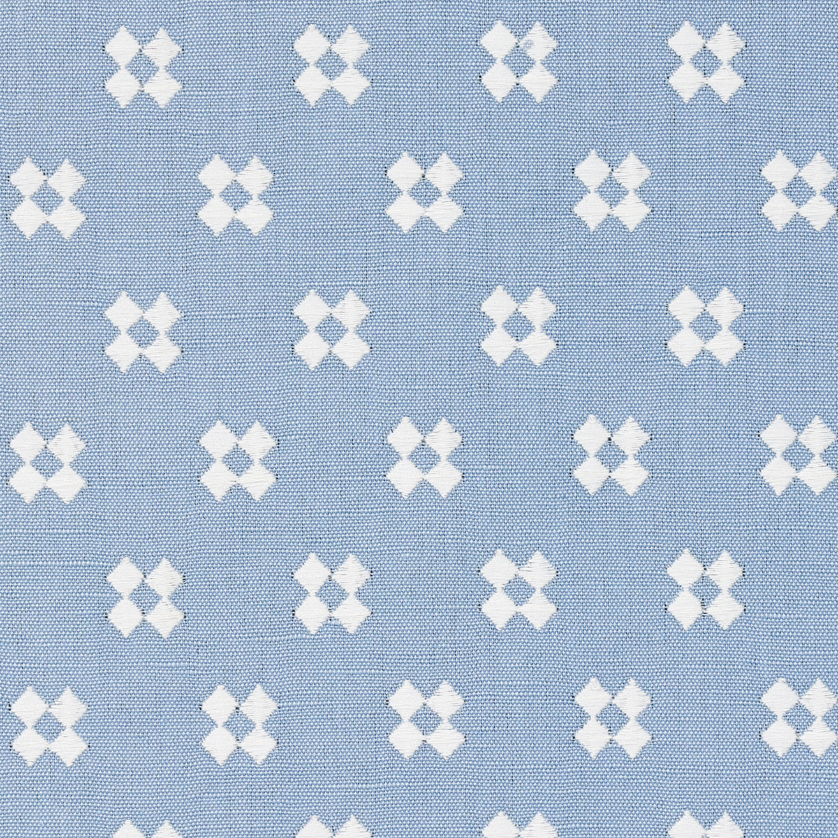 Thandie Embroidery - Ivory On Chambray - Schumacher 82122 Fabric - Schumacher Fabric
