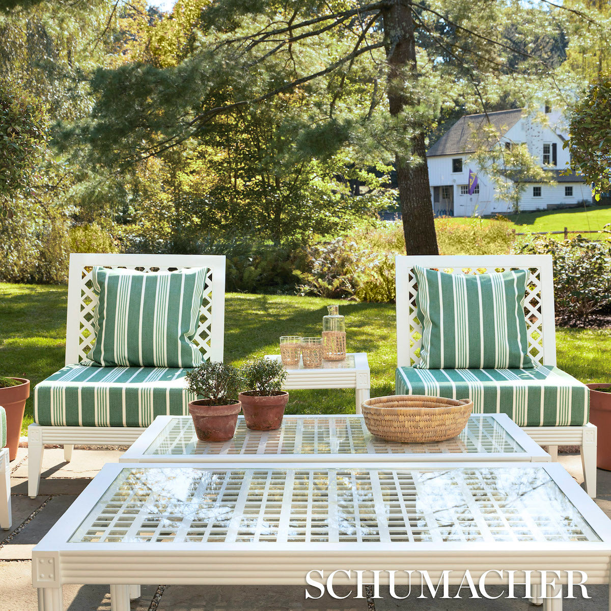 HAMPTON-STRIPE-INDOOR-OUTDOOR-EMERALD-SCHUMACHER-82302 - Schumacher Fabric