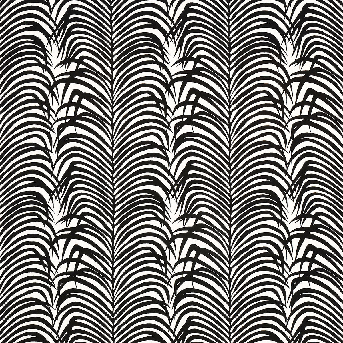 ZEBRA-PALM-INDOOR-OUTDOOR-BLACK-SCHUMACHER-82782 - Schumacher Fabric