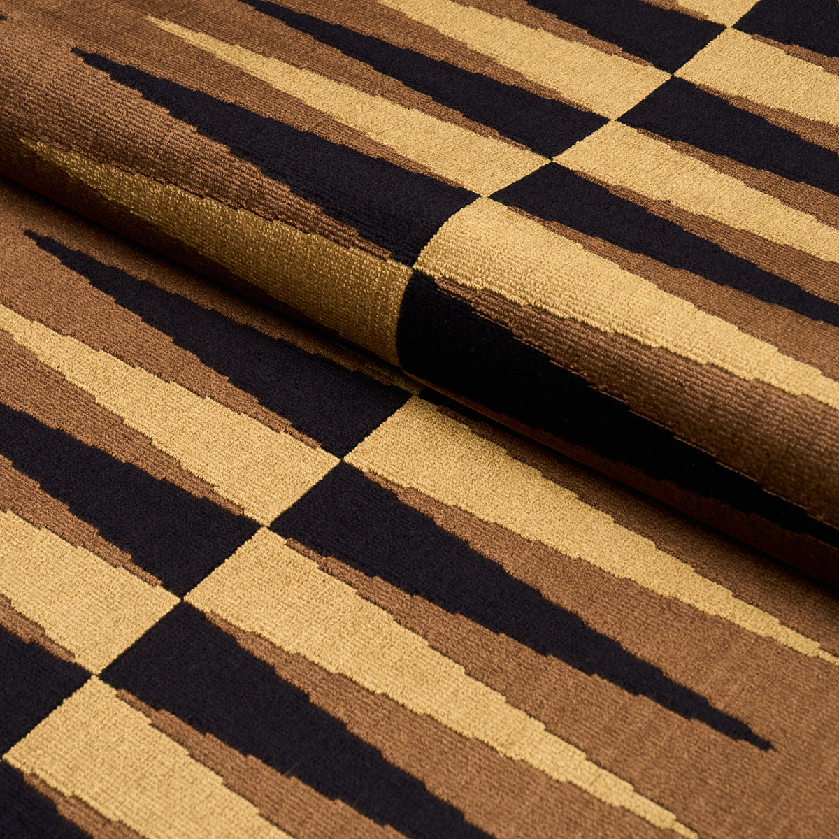 BACKGAMMON-CUT-VELVET-OCHRE-SCHUMACHER-83203 - Schumacher Fabric
