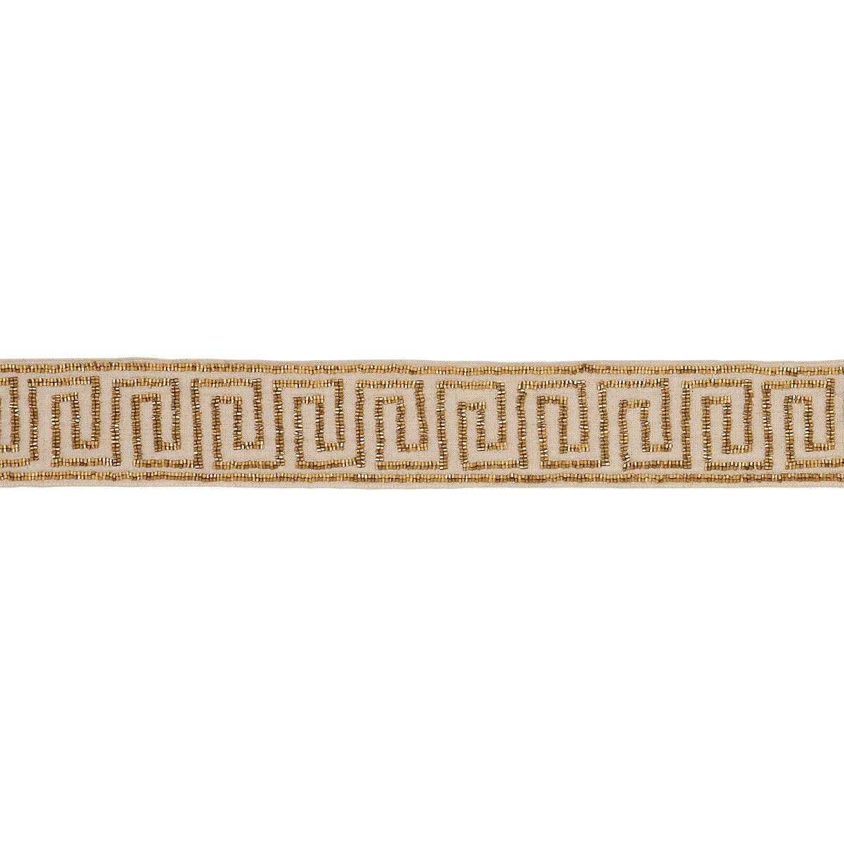 DELPHI-BEADED-TAPE-GOLD-ON-NATURAL-SCHUMACHER-83641 - Schumacher Trim