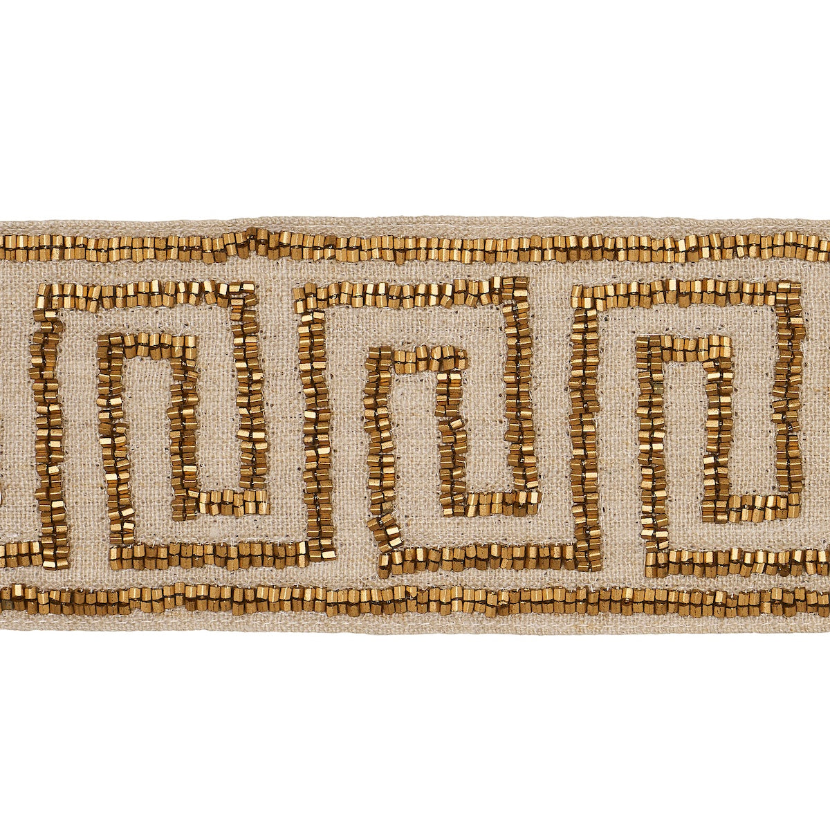 DELPHI-BEADED-TAPE-GOLD-ON-NATURAL-SCHUMACHER-83641 - Schumacher Trim