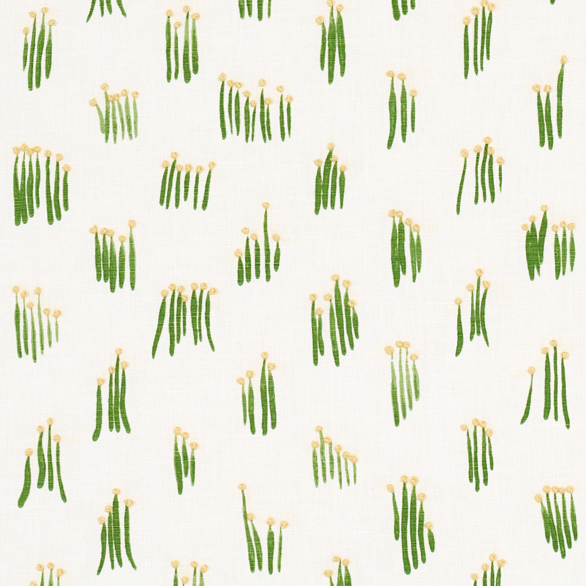 Meadow Button Hand Embroidery - Yellow - Schumacher 84390 Fabric - Schumacher Fabric