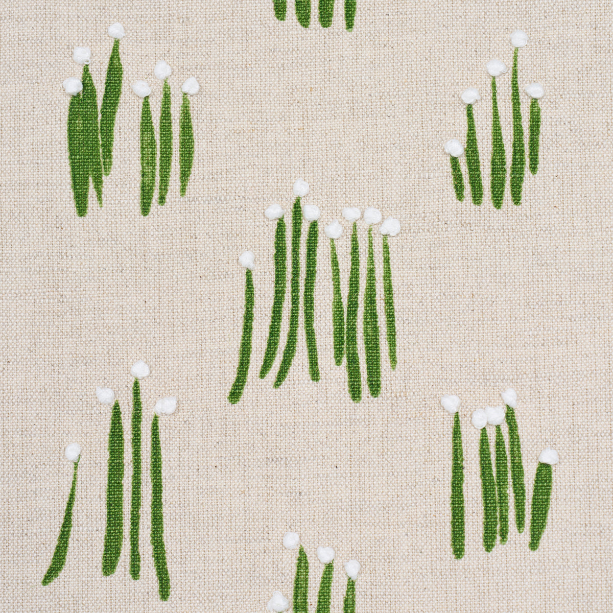 Meadow Button Hand Embroidery - Neutral - Schumacher 84391 Fabric - Schumacher Fabric