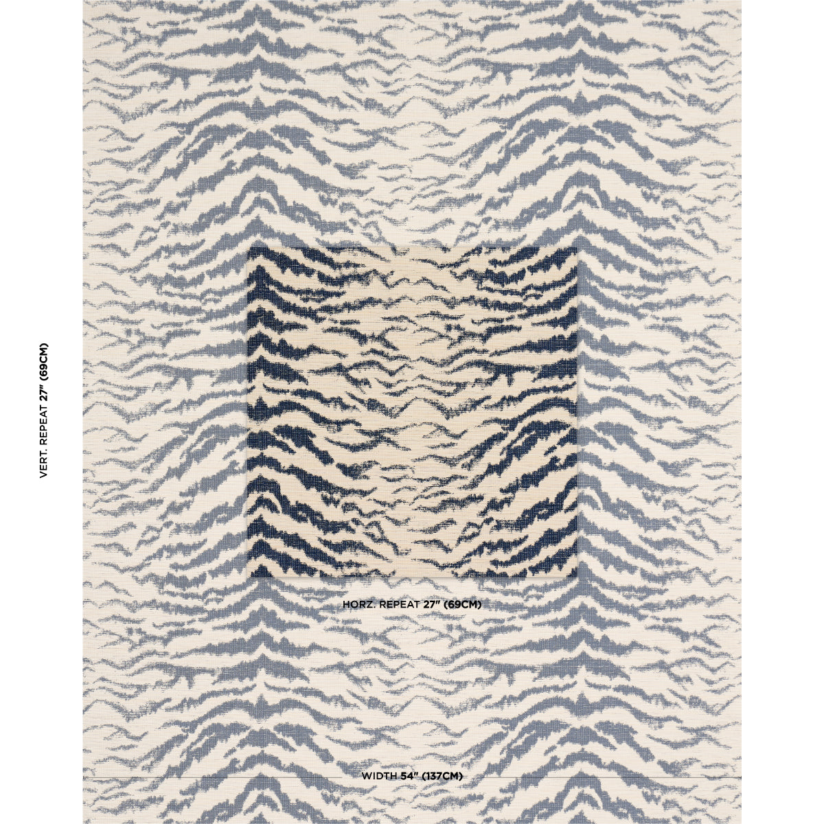 Shivalik Hills Tiger - Indigo - Schumacher 84651 Fabric - Schumacher Fabric