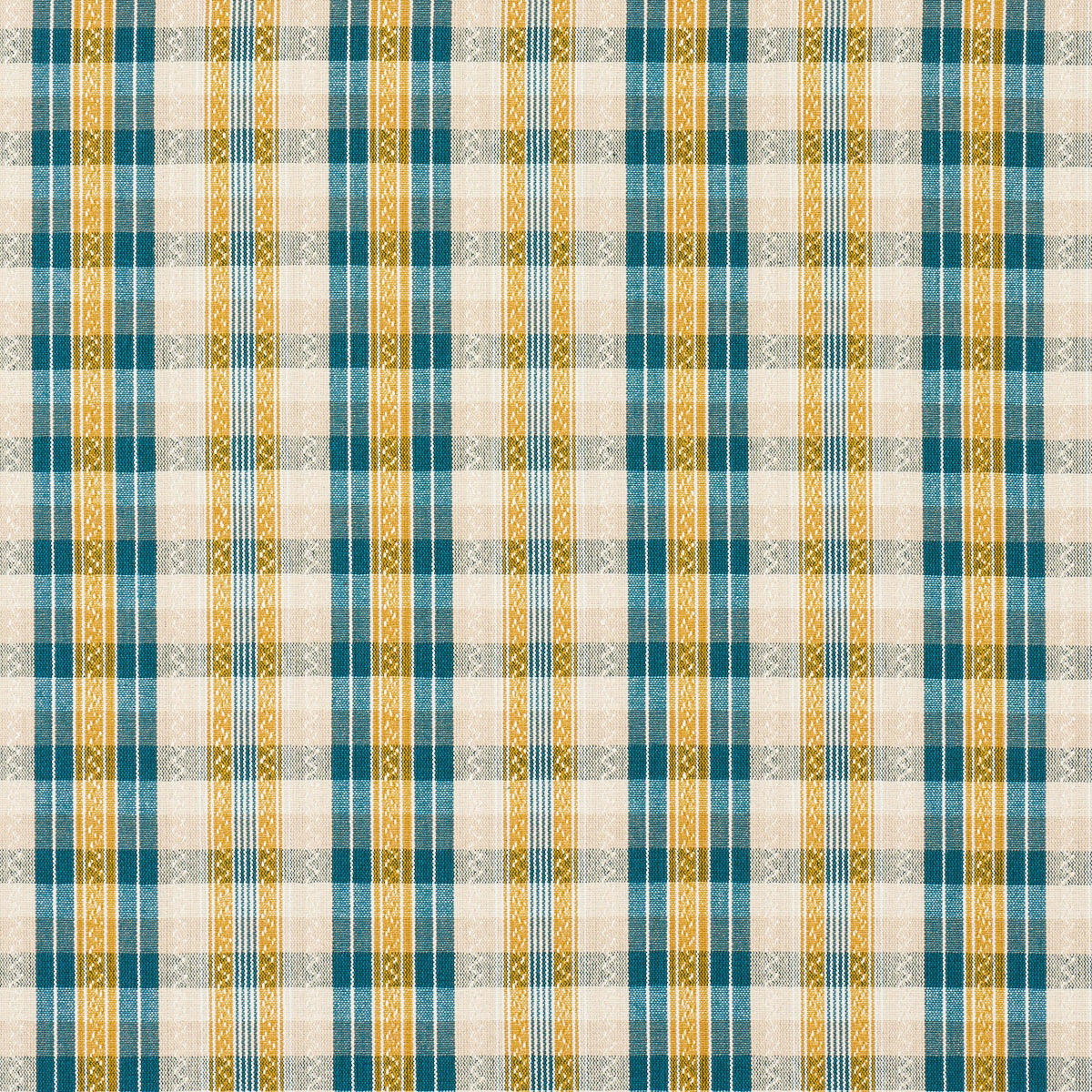FONDA-HAND-WOVEN-PLAID-TEAL-CITRON-SCHUMACHER-84722 - Schumacher Fabric