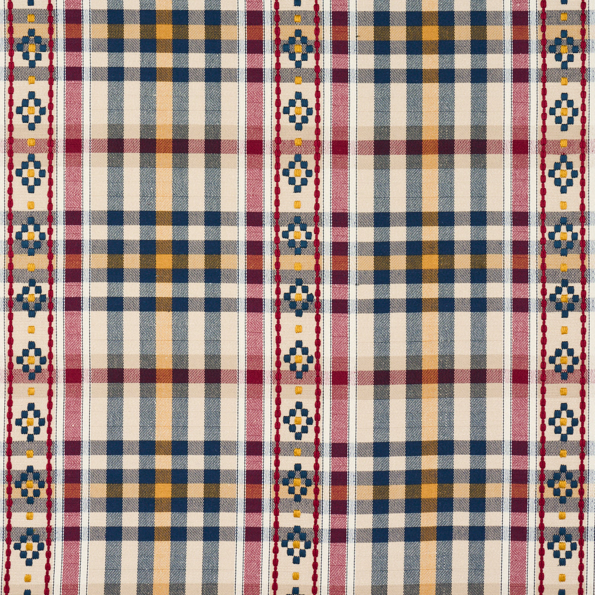 HUTTON-HAND-WOVEN-CHECK-ROUGE-NAVY-SCHUMACHER-84730 - Schumacher Tela