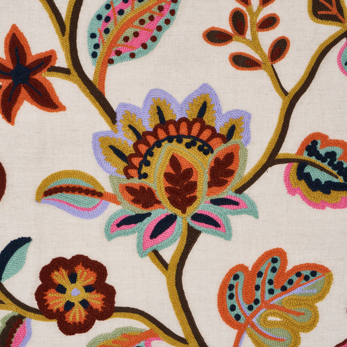 Loulou Embroidery - Jewel - Schumacher 84750 Fabric - Schumacher Fabric