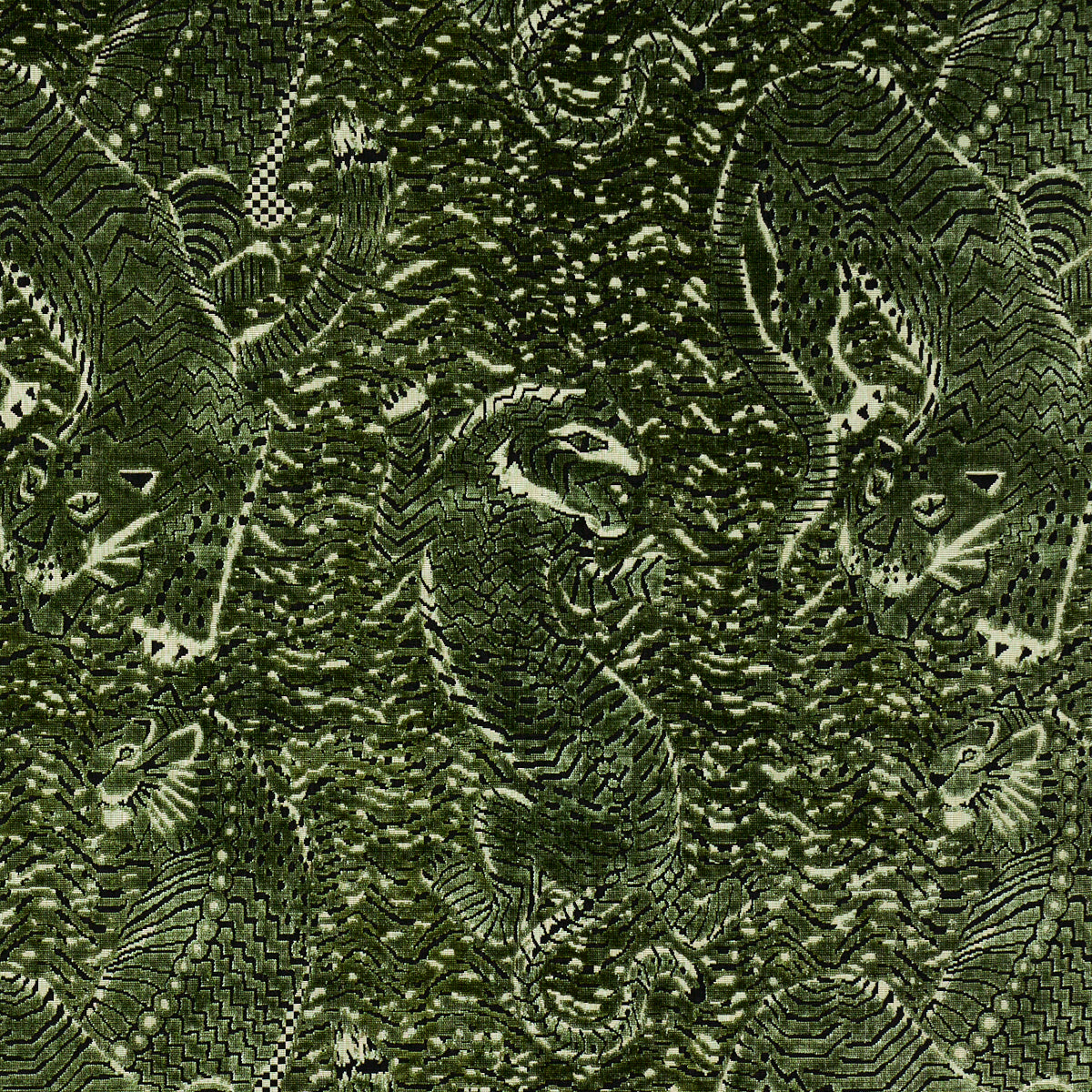 Tigress Velvet - Malachite - Schumacher 84832 Fabric - Schumacher Fabric