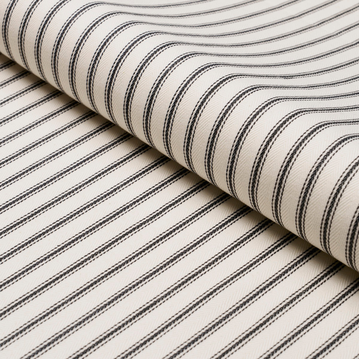 Griffin Ticking Stripe - Black & White - Schumacher 84860 Fabric - Schumacher Fabric