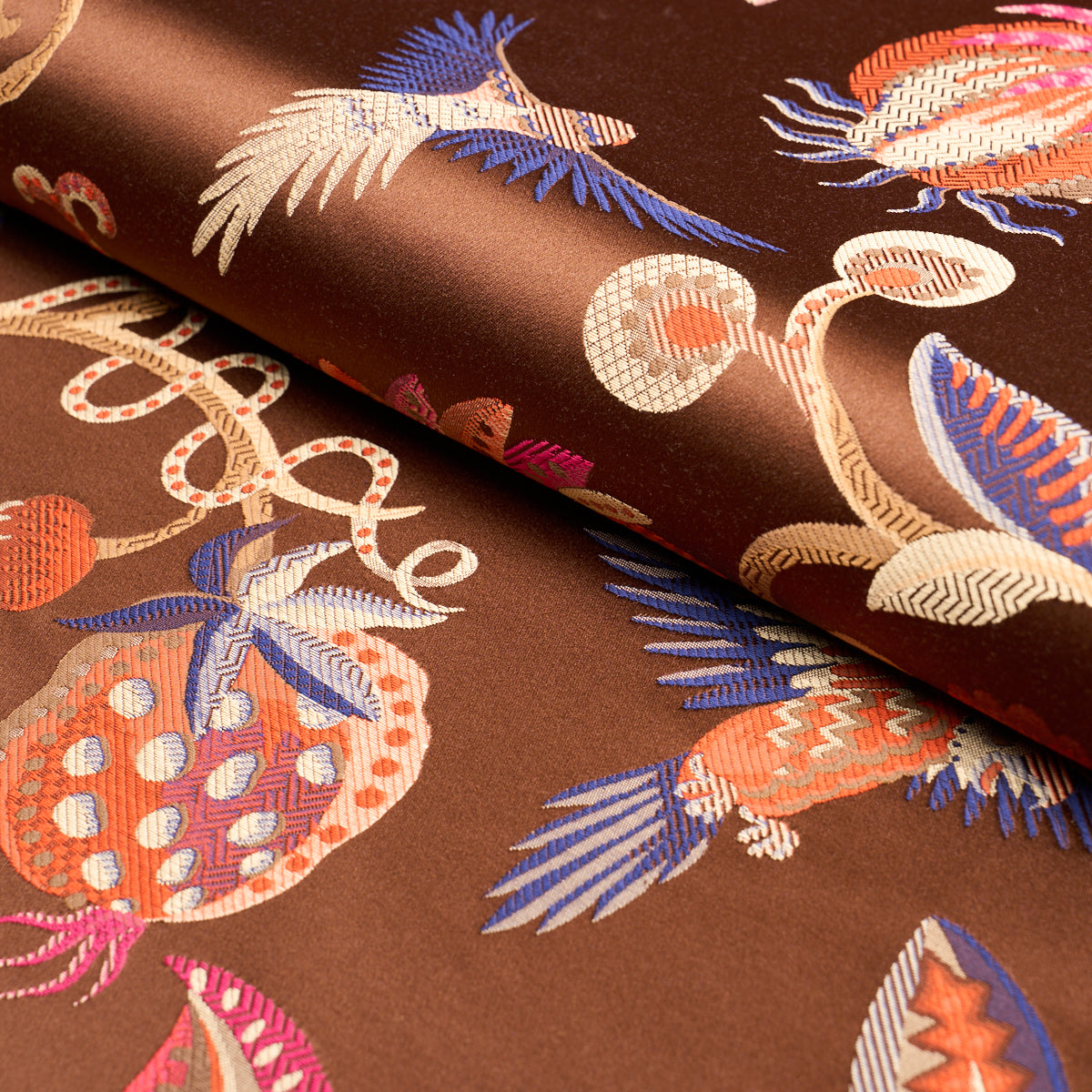 Birds Of Paradise Woven - Chestnut - Schumacher 85111 Fabric - Schumacher Fabric