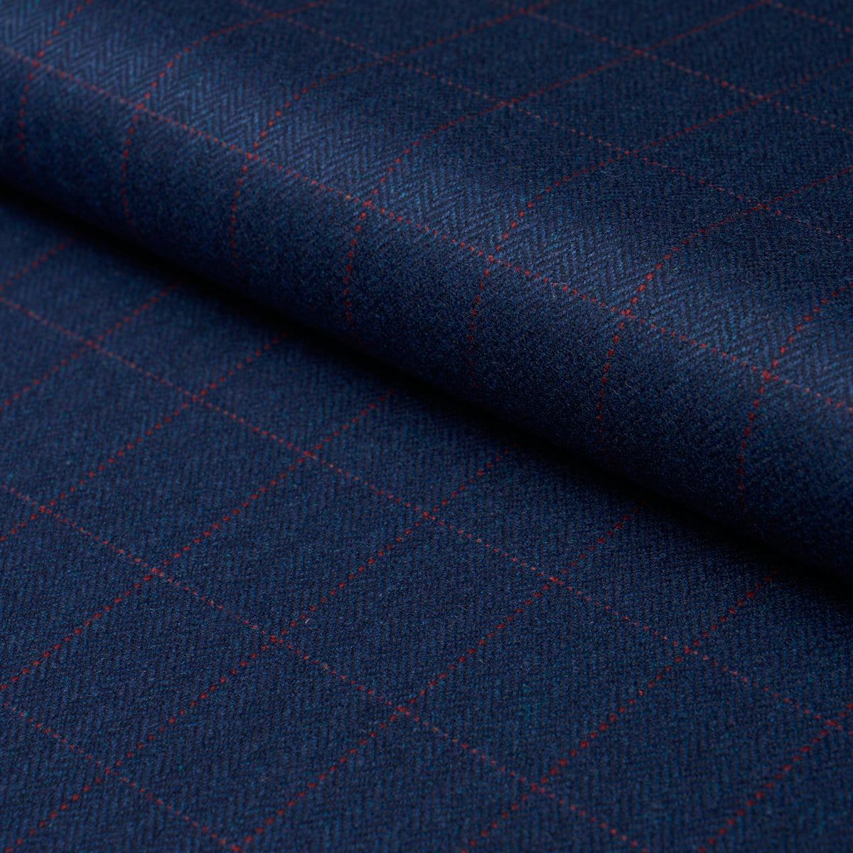 Thompson Merino Windowpane - Navy - Schumacher 85292 Fabric - Schumacher Fabric