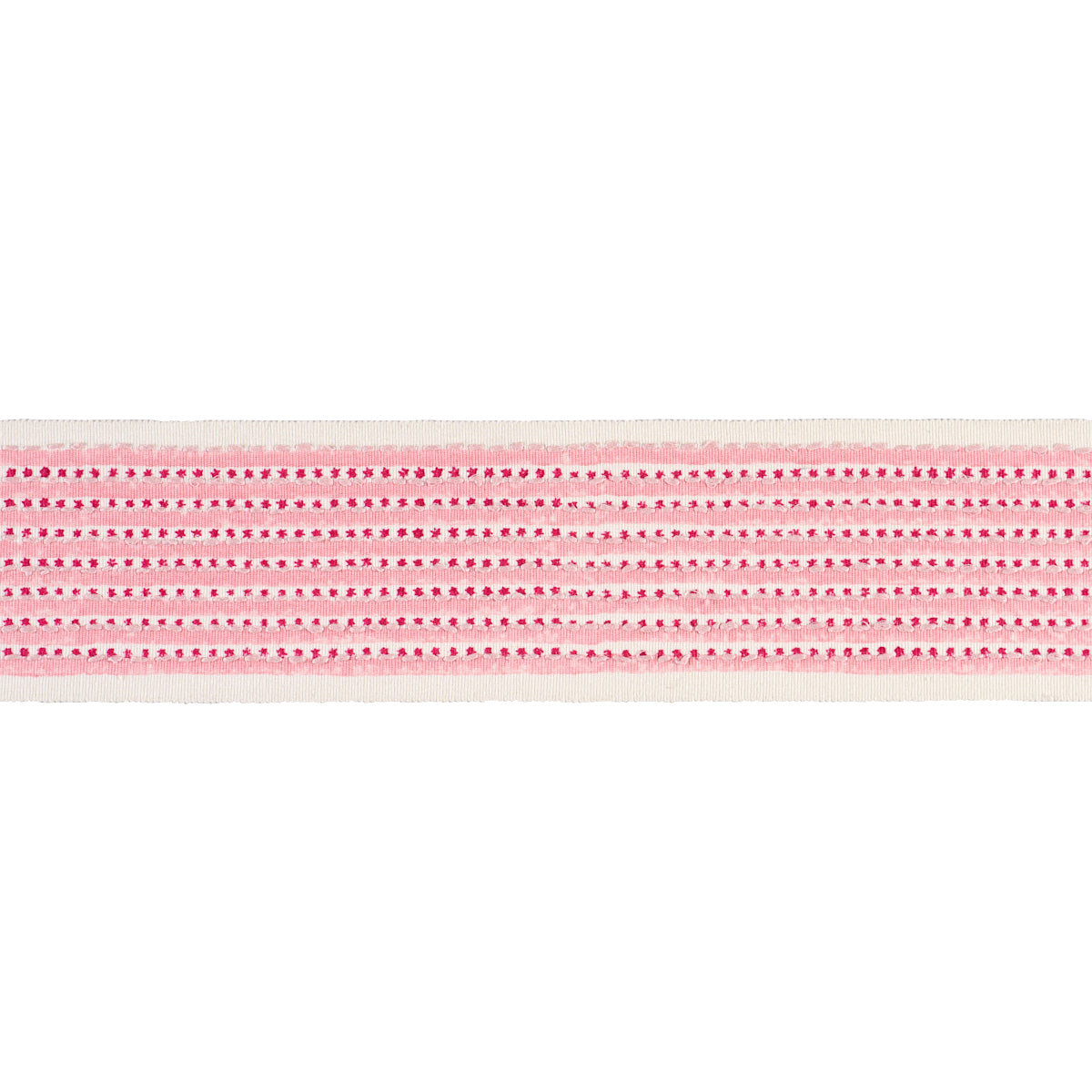 STRIPE-DOT-HAND-BLOCK-TRIM-PINK-SCHUMACHER-85420 - Schumacher Recortar