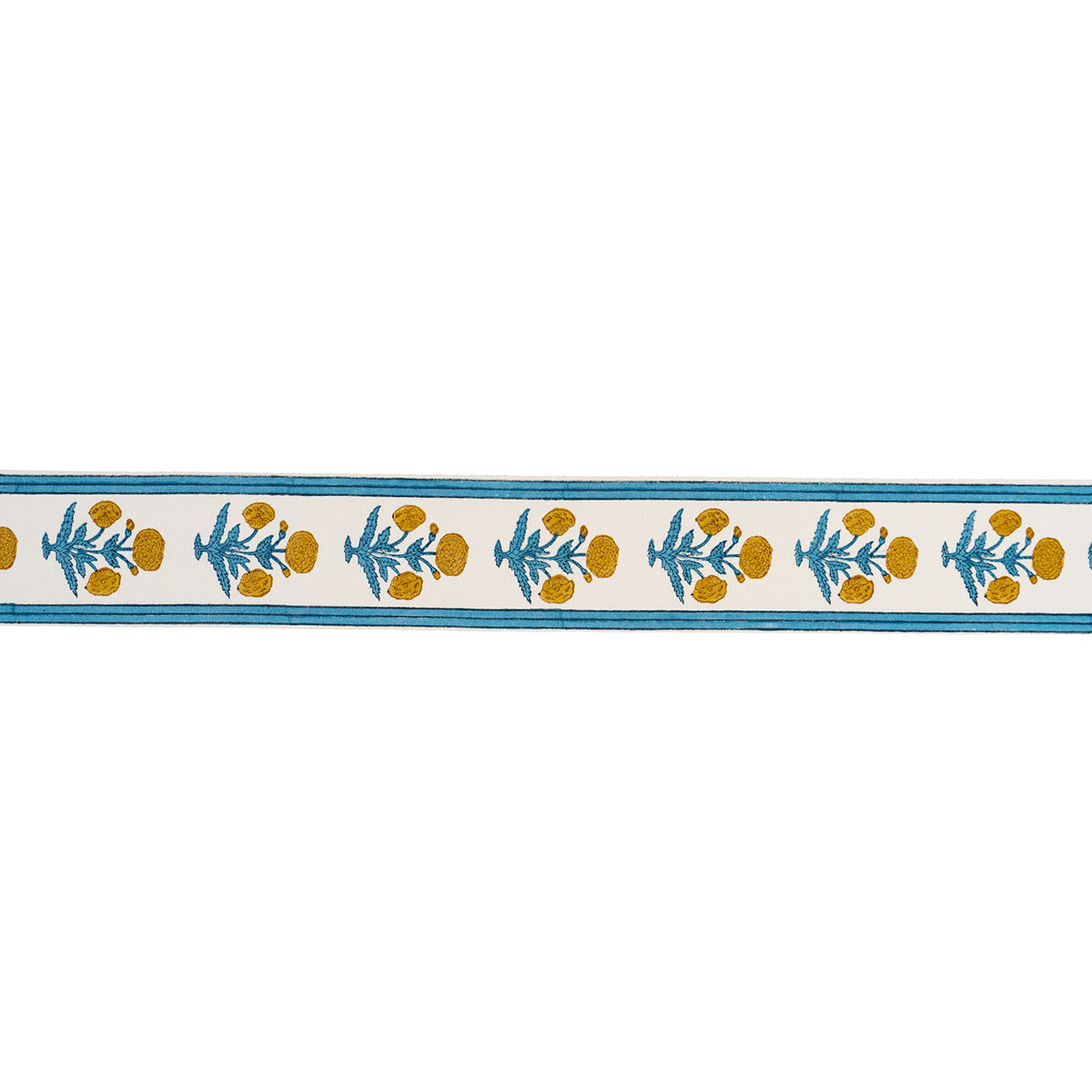 POPPY-HAND-BLOCK-TRIM-BLUE-SCHUMACHER-85440 - Schumacher Trim