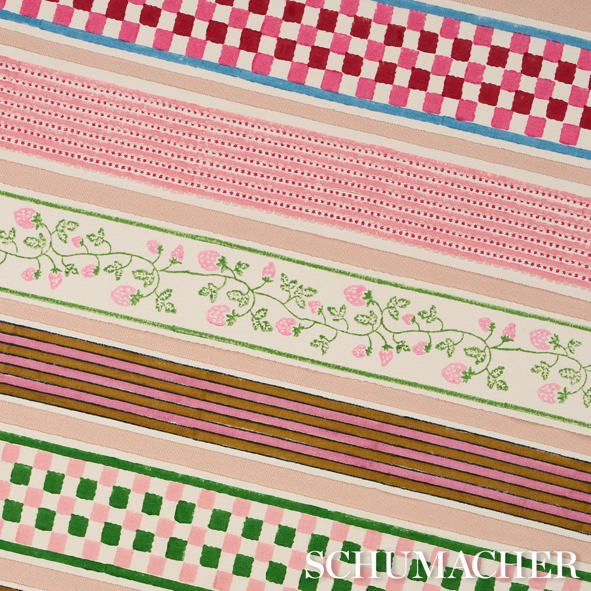 CHEQUER-HAND-BLOCK-TRIM-PINK-SCHUMACHER-85451 - Schumacher Trim