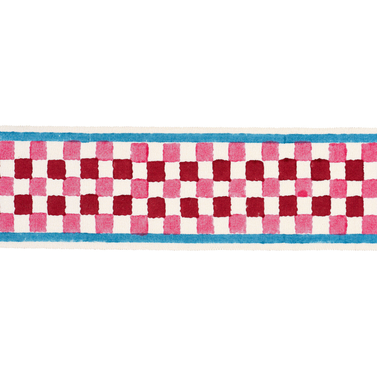 CHEQUER-HAND-BLOCK-TRIM-PINK-SCHUMACHER-85451 - Schumacher Trim